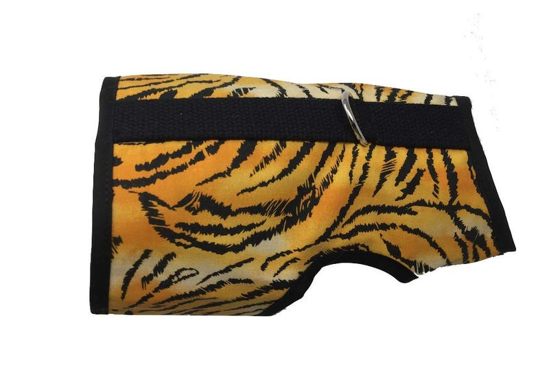 Kitty Holster Cat Harness â€“ Secure Cat Harness for Walking, Soft Cotton Cat Accessories, Comfortable Fit, Strong Hook-and-Loop Closure, Made in USA â€“ Tiger Stripe, XS
